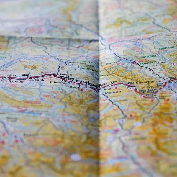A folded paper map