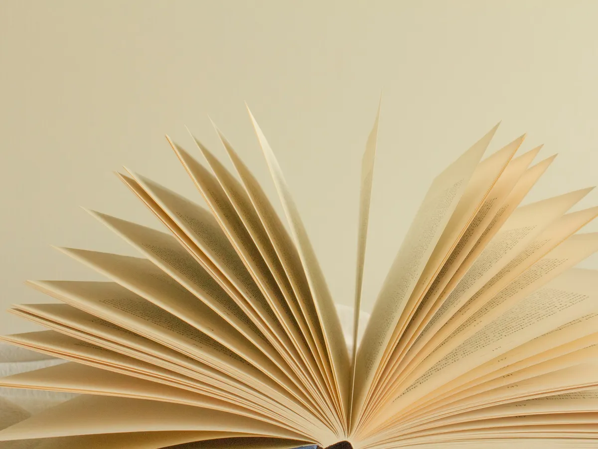 An open book with its pages fanned out